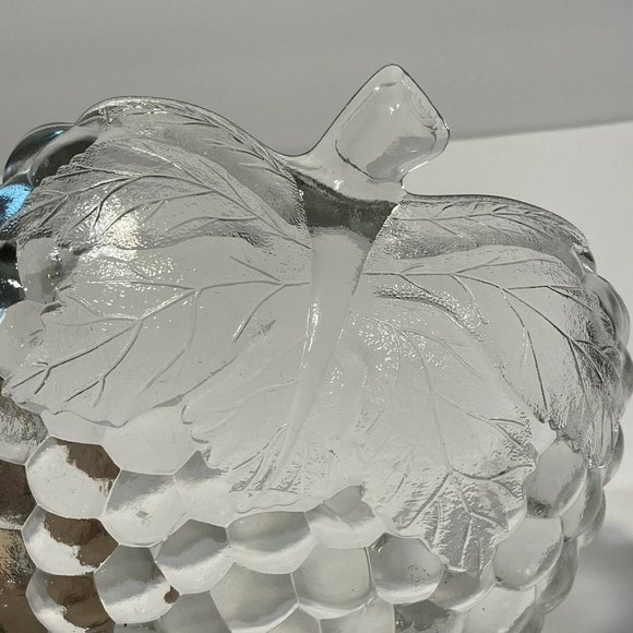 10”  raspberry blackberry Berry shaped bowl candy salad dish clear Textured Leaf - Picture 4 of 8